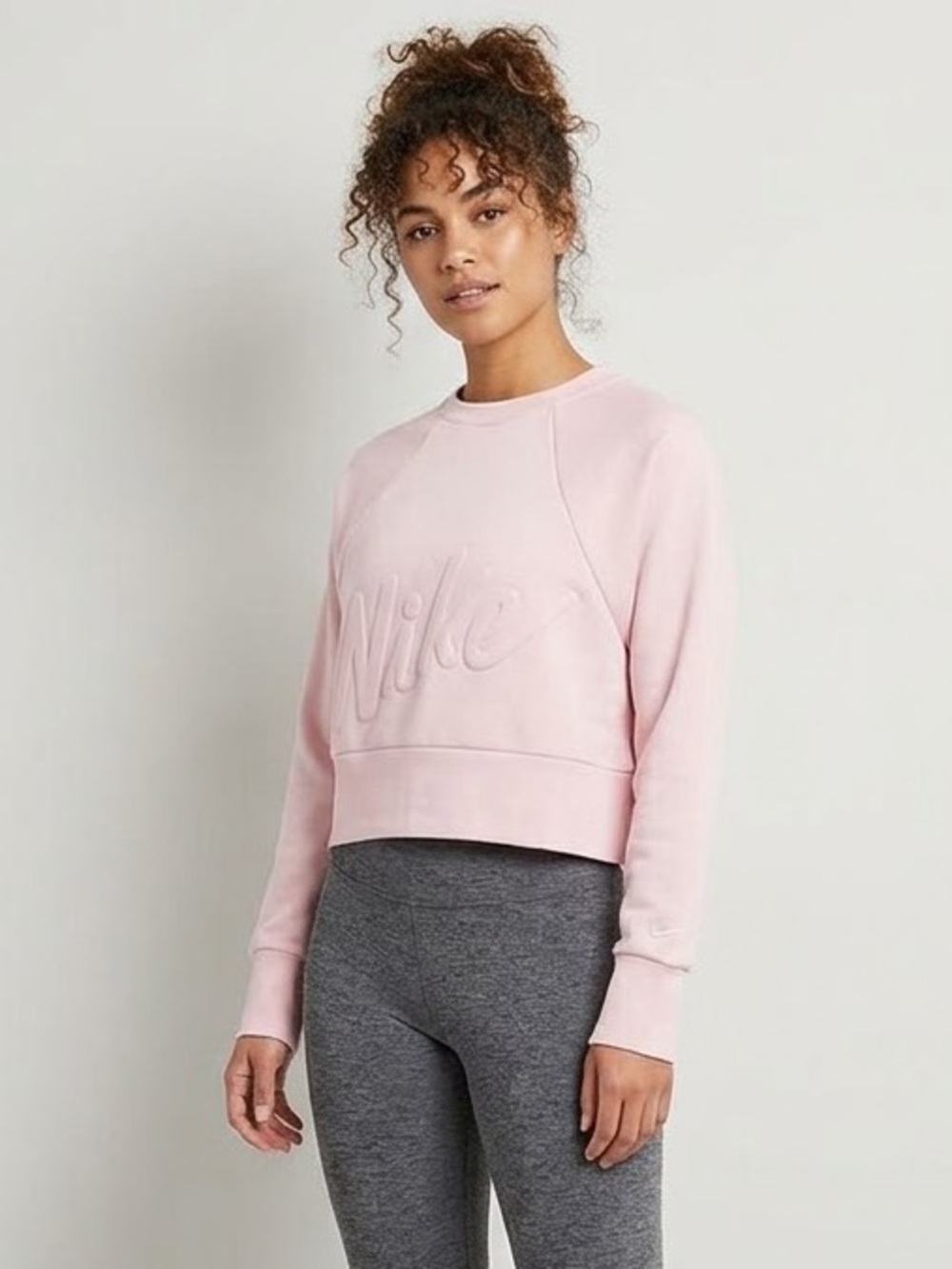 Nike Crew Crop Sweater with Embossed Design